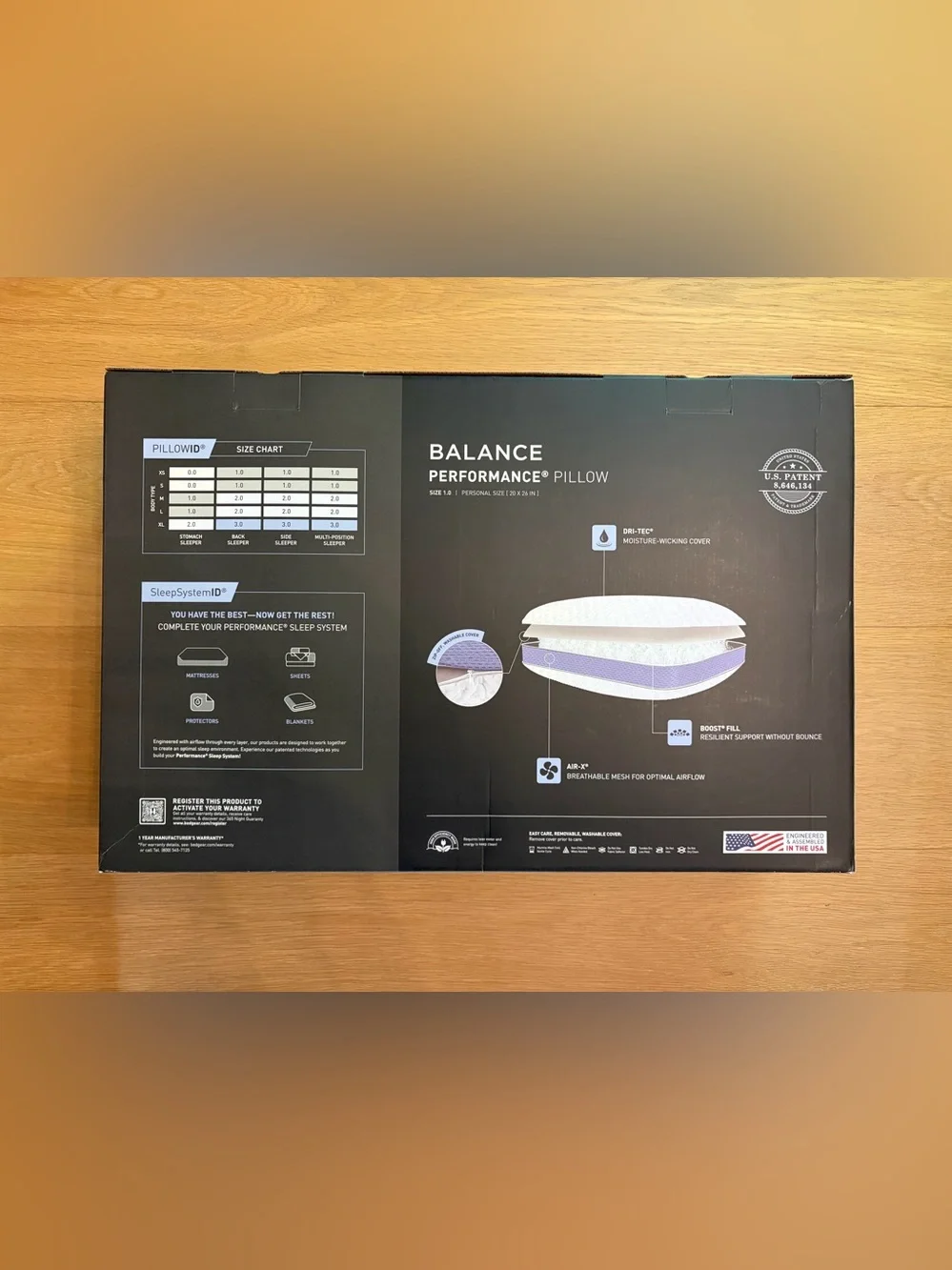 Bedgear Balance Performance® Pillow - 1.0 - Brand New